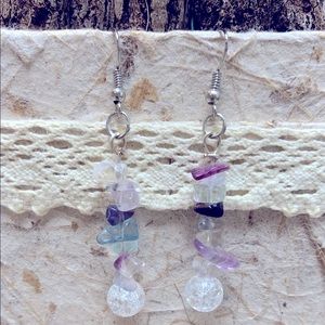 Rainbow Fluorite & Crackle Glass Earrings 🦋